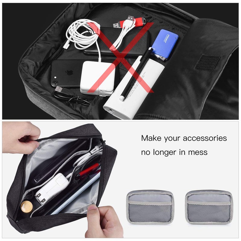 imComor 2-PACK Accessories Bag for Women Ladies Travel Organizer, Big+Small Portable Storage Bag Pouch Electronics Accessories Carrying Case Cosmetic Bag for Hard Drive, Mouse, Cable, Adapter, Cellphone, Pink - Image 5